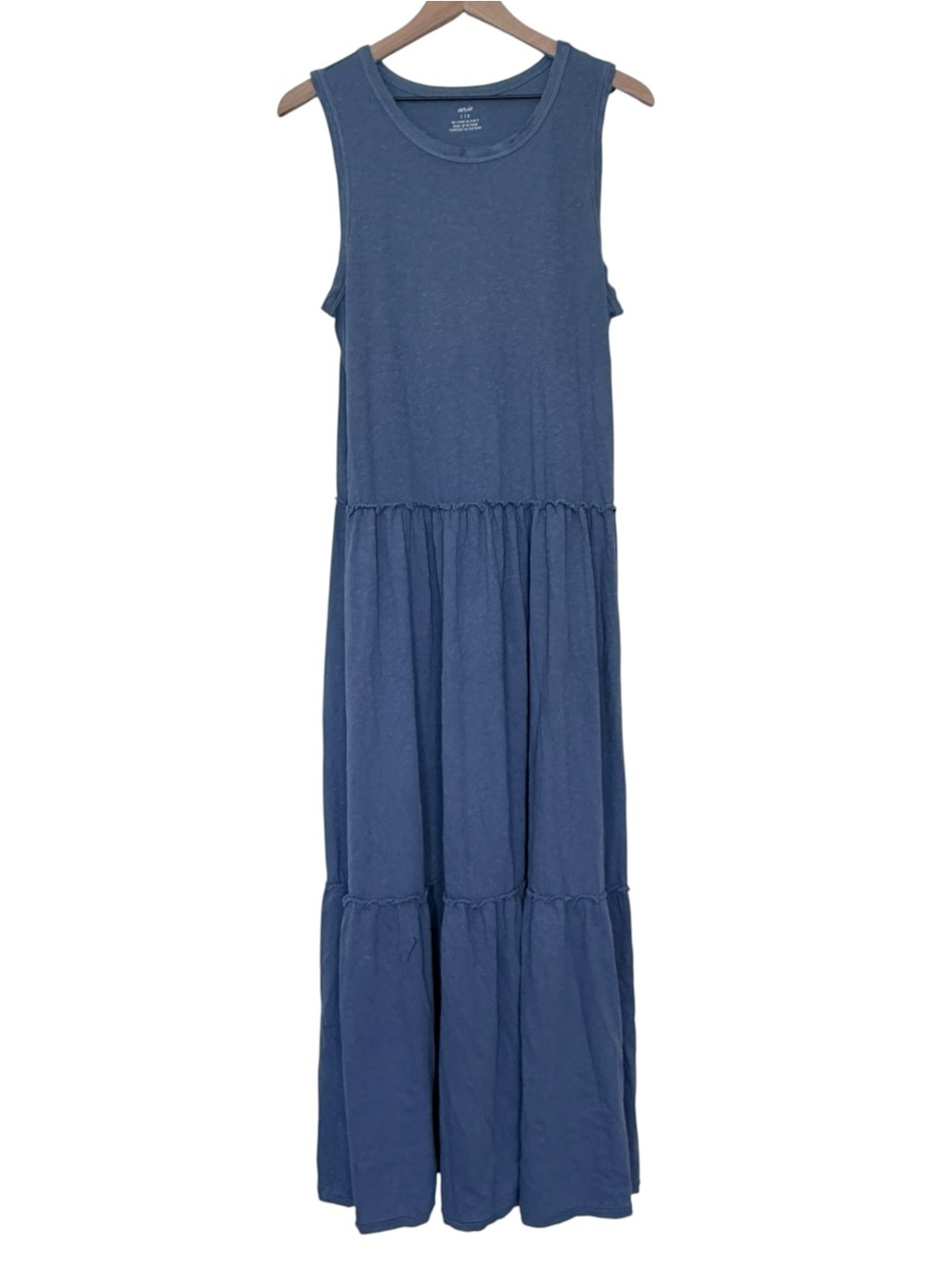 NWT Aerie Tiered Sleeveless Slub Knit Cotton Maxi Dress Large Coastal Relaxed